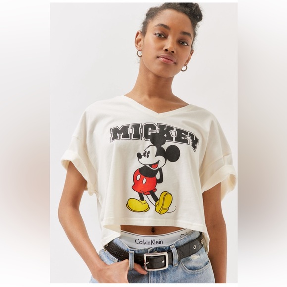 Urban Outfitters Tops - UO Mickey Mouse Cropped Boxy Tee | L